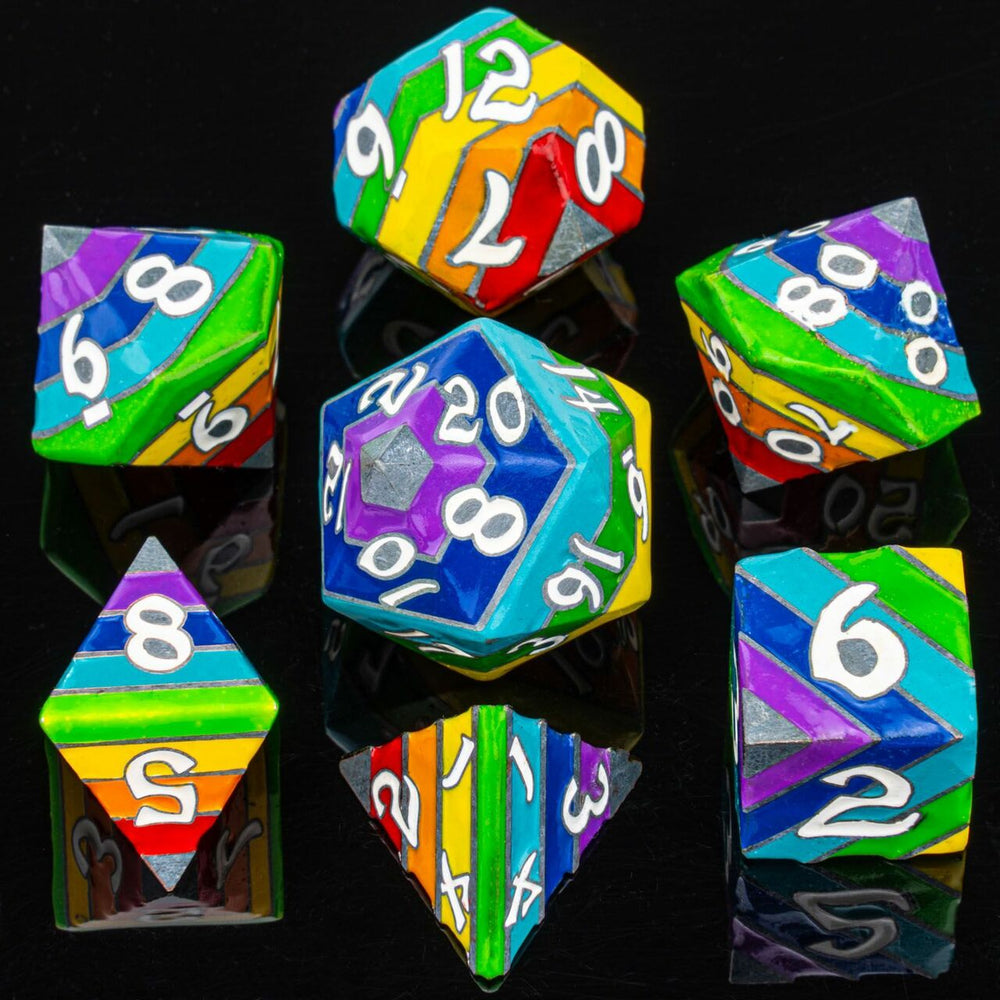 Pride Rainbow Metal Solid Dice Set