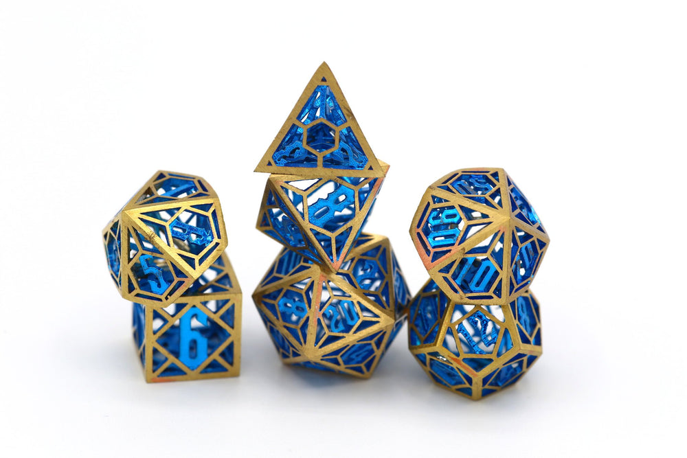 Dragon Nest Hollow Blue and Gold Dice set