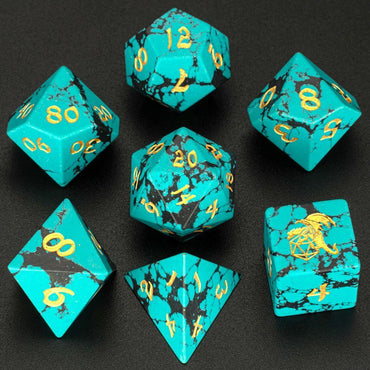 Synthetic Turquoise Stone Dice Set