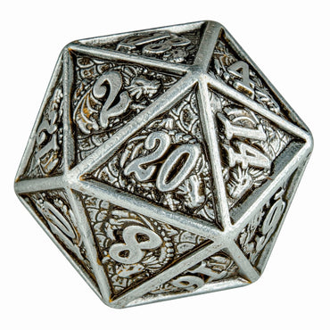 Solid Metal Dragon D20