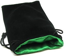 DICE BAG - SATIN-LINED: LARGE BLACK/GREEN