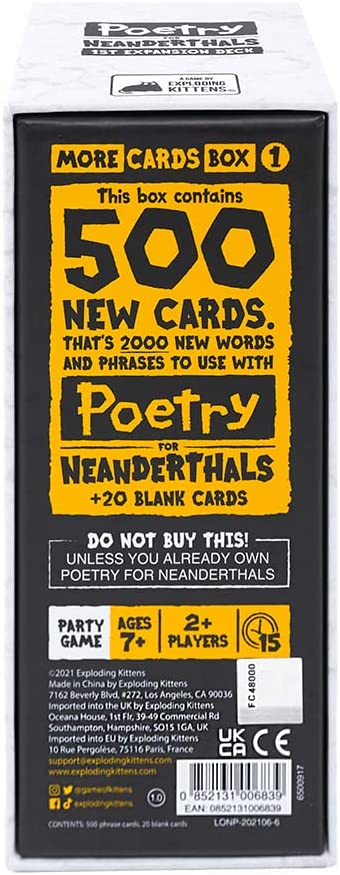 POETRY FOR NEANDERTHALS: MORE CARDS BOX 1