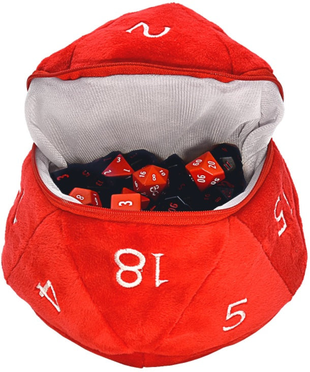 UP DICE BAG DND RED/WHITE D20 PLUSH