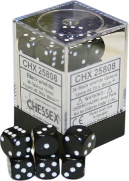 Chessex 12mm D6 Dice Block (36 Dice) *Opaque*