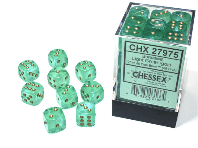 Chessex 12mm D6 Dice Block (36 Dice) *Borealis*