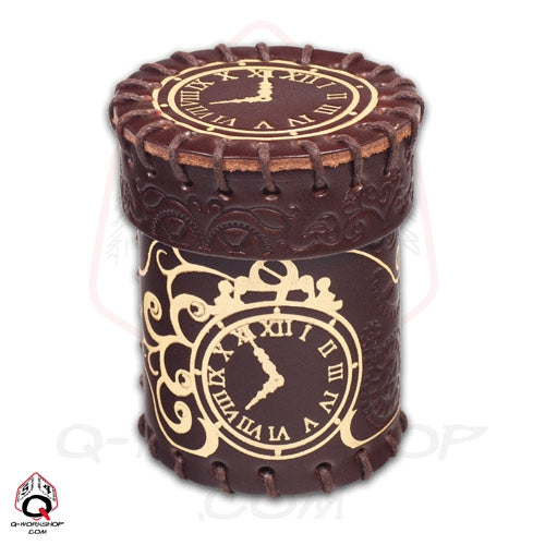 LEATHER DICE CUP: STEAMPUNK BROWN/GOLD