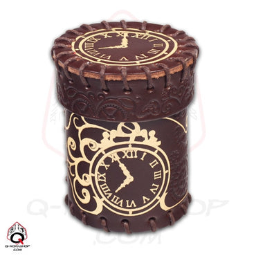 LEATHER DICE CUP: STEAMPUNK BROWN/GOLD