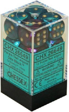 CHESSEX 16MM D6 DICE BLOCK (12 DICE) - GEMINI