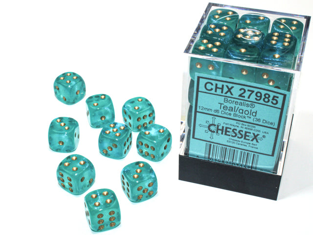 Chessex 12mm D6 Dice Block (36 Dice) *Borealis*