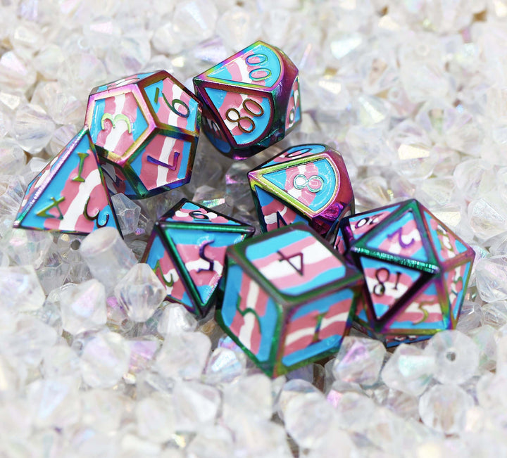 Transgender Pride Metal Dice Set